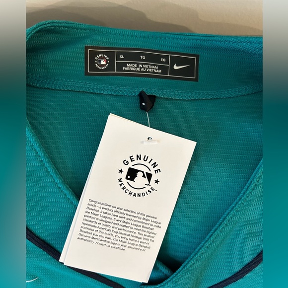 Nike Authentic Seattle Mariners Teal Green Alternate Baseball Jersey Mens Sz: XL - Picture 4 of 6